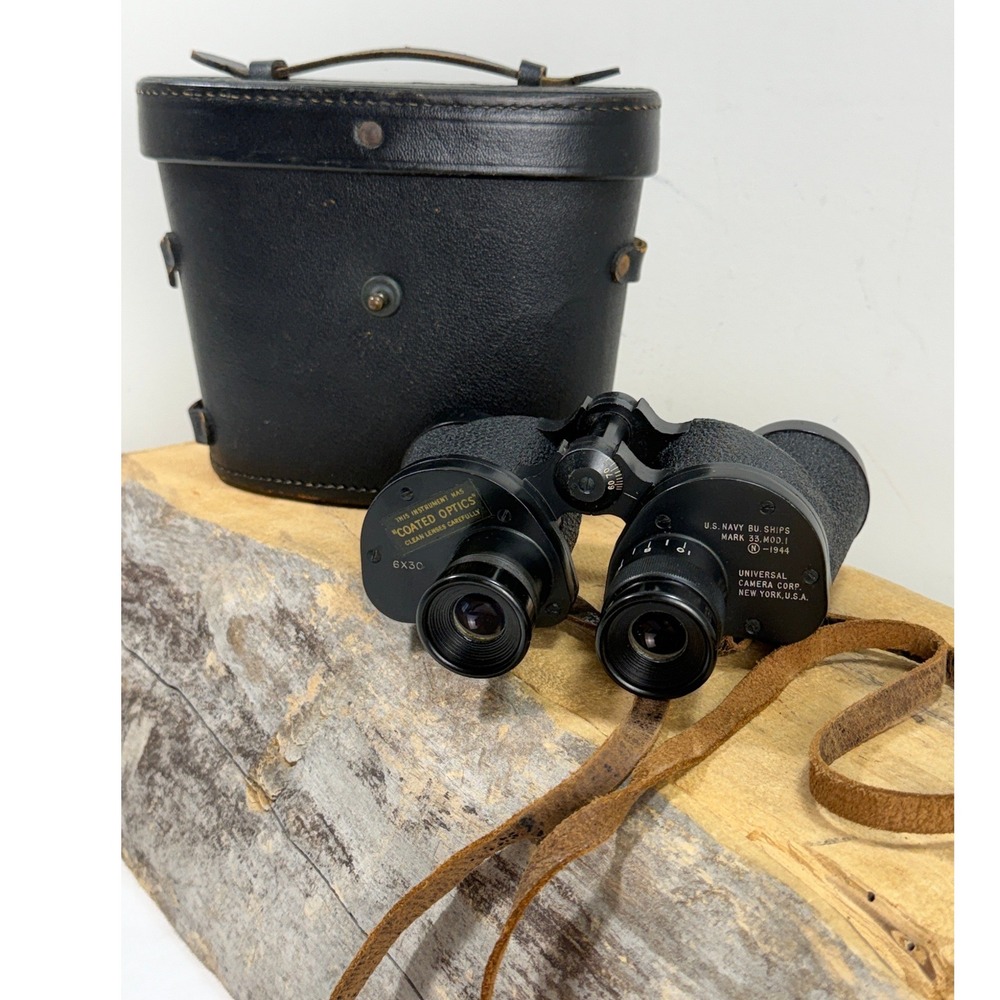 Vintage 1944 U.S. Navy Bu. Ships Mark 33 Mod 1 6x30 Binoculars Universal Camera